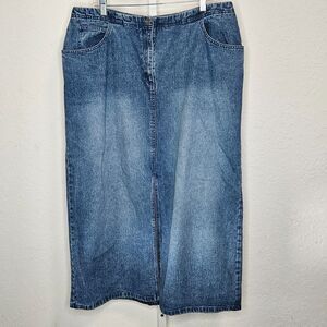 Vintage Villager Sport Denim Skirt Jean Maxi Modest Cotton Plus Size 16W